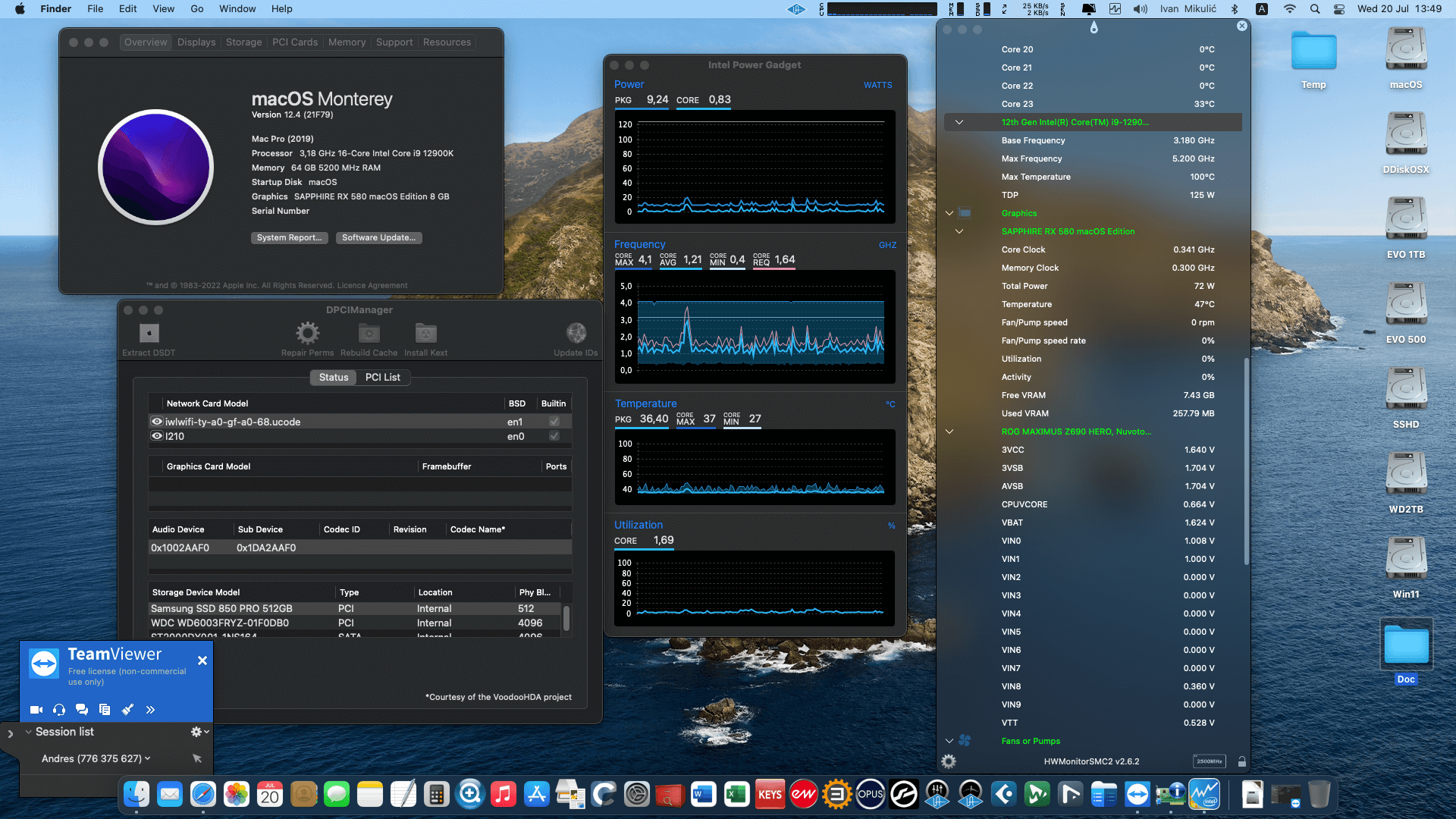 Success Hackintosh macOS Monterey 12.4 Build 21F79 in Asus ROG Maximus Z690 Hero + Intel Core i9 12900K + Sapphire RX 580